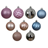 Decoris Shatterproof Bauble Set of 30 Pieces Mixed Sizes - Light Blue, Lilac, Silver and Blush Pink,